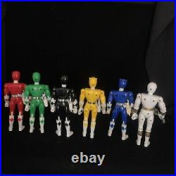 6 Vintage Bandai Power Rangers 9 Action Figures Toy Bundle RARE & Blaster 1993