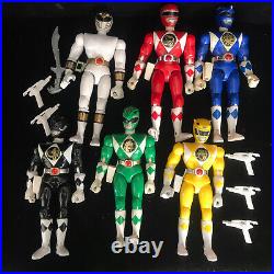 6 Vintage Bandai Power Rangers 9 Action Figures Toy Bundle RARE & Blaster 1993