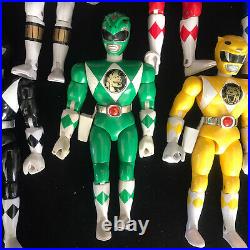 6 Vintage Bandai Power Rangers 9 Action Figures Toy Bundle RARE & Blaster 1993