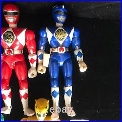 6 Vintage Bandai Power Rangers 9 Action Figures Toy Bundle RARE & Blaster 1993