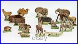 ANTIQUE WOOD TOY NOAH'S ARK TOY with 19 FIGURES