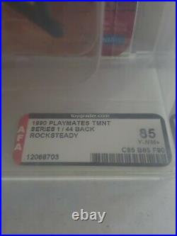 Afa Graded Tmnt Bebop Pink Nose & Rocksteady Figures 1990 Playmates Vintage Toys