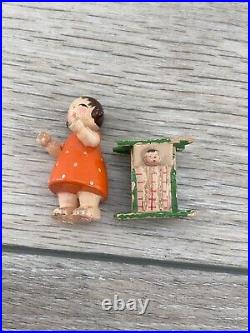 Alice In Wonderland Talfourd Wooden Toy Figures And Mother Baby Rare Erzgebirge