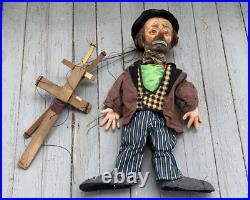 Antique 20 B&b Emmett Kelly Circus Clown Marionette Rubber Head & Hands (19f)