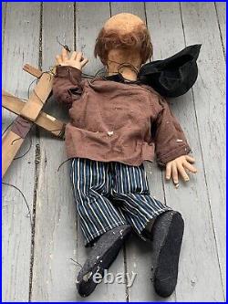 Antique 20 B&b Emmett Kelly Circus Clown Marionette Rubber Head & Hands (19f)