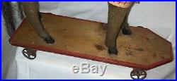 Antique German Large Pull Toy Horse On Wheeled Platform