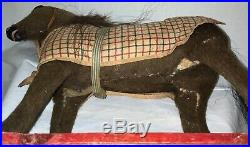 Antique German Large Pull Toy Horse On Wheeled Platform