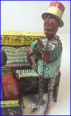 Antique HAM AND SAM The Minstrel Team wind up toy complete with figures