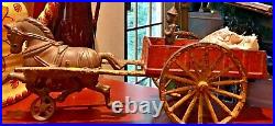 Antique HUBLEY CAST IRON FARM WAGON with Standing Figure