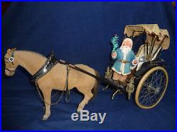 Antique Rare Blue Santa & Horse Candy Conatiners WithSalesman Sample Carriage