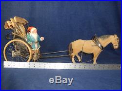 Antique Rare Blue Santa & Horse Candy Conatiners WithSalesman Sample Carriage