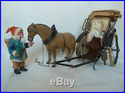Antique Rare Blue Santa Horse Christmas Salesman Sample Carriage Candy Cont