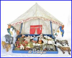 Antique Schoenhut Humpty Dumpty Circus Tent And Many Figures