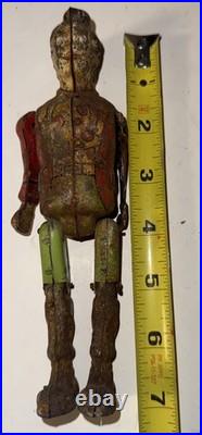 Antique Tin Litho Articulated Soldier Figure Clockwork Toy Parts Repair c1900
