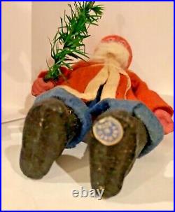 Antique VIntage Composition Santa On Donkey Pull Toy Glass Eyes Germany