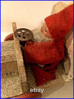 Antique VTG Composition Santa Driving Wooden Truck Candy Container Toy German
