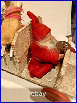 Antique VTG Composition Santa Driving Wooden Truck Candy Container Toy German