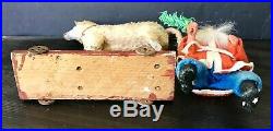 Antique Vintage Santa Candy Container Riding Woolly Sheep Pull Toy German