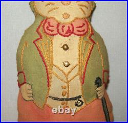 Antique Vtg 1920s Alice in Wonderland White Rabbit Stuffed Cloth Doll Toy Figure