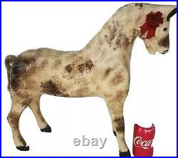 Antique Wooden Horse Child Toy For Doll/Bear Display Large Miniature Wood Figure