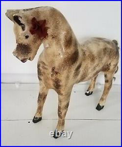 Antique Wooden Horse Child Toy For Doll/Bear Display Large Miniature Wood Figure