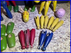 Antique Wooden Toy Figures Jointed Construction Krazy Ike's Style Very Rare. READ