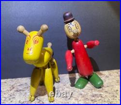 Antique Wooden Toy Figures Jointed Construction Krazy Ike's Style Very Rare. READ