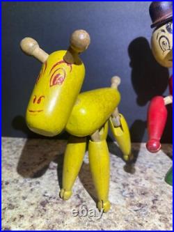Antique Wooden Toy Figures Jointed Construction Krazy Ike's Style Very Rare. READ