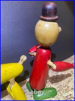 Antique Wooden Toy Figures Jointed Construction Krazy Ike's Style Very Rare. READ