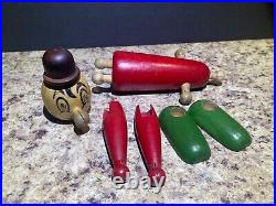Antique Wooden Toy Figures Jointed Construction Krazy Ike's Style Very Rare. READ