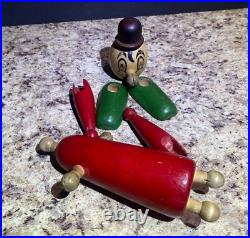 Antique Wooden Toy Figures Jointed Construction Krazy Ike's Style Very Rare. READ