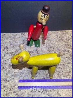 Antique Wooden Toy Figures Jointed Construction Krazy Ike's Style Very Rare. READ