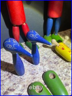 Antique Wooden Toy Figures Jointed Construction Krazy Ike's Style Very Rare. READ