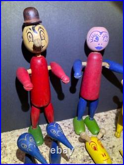 Antique Wooden Toy Figures Jointed Construction Krazy Ike's Style Very Rare. READ