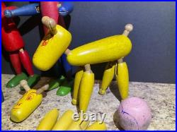 Antique Wooden Toy Figures Jointed Construction Krazy Ike's Style Very Rare. READ
