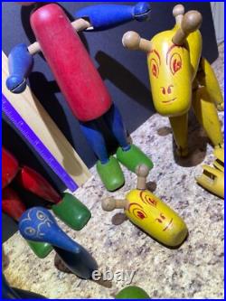 Antique Wooden Toy Figures Jointed Construction Krazy Ike's Style Very Rare. READ