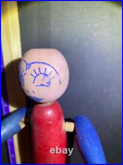 Antique Wooden Toy Figures Jointed Construction Krazy Ike's Style Very Rare. READ