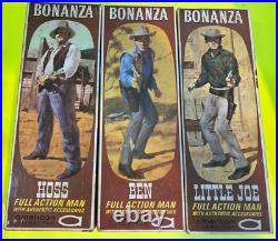 BONANZA All (3) Figures BEN, HOSS & JOE with BOXES and HORSES American Character