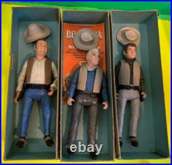 BONANZA All (3) Figures BEN, HOSS & JOE with BOXES and HORSES American Character