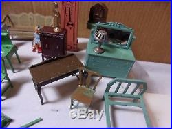 Barclay Metal People Figures & Tootsie Toy Dollhouse Furniture Vintage Lot T