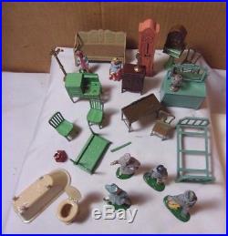 Barclay Metal People Figures & Tootsie Toy Dollhouse Furniture Vintage Lot T