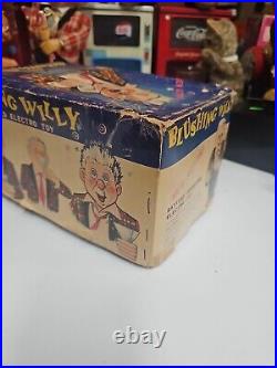 Blushing Willie The Bartender Toy Willy Vintage Tin Toy Working With Box