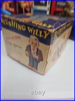 Blushing Willie The Bartender Toy Willy Vintage Tin Toy Working With Box