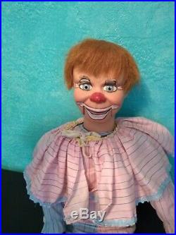 CLOWN ventriloquist figure, puppet, doll, dummy, character, Detweiler, Vintage