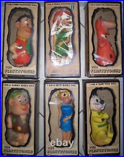 COMPLETE SET OF 6 1960s FLINTSTONES VINYL FIGURE KNICKERBOCKER HANNA BARBERA