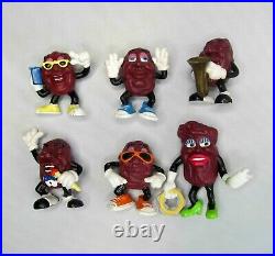 California Raisins Lot Set of 6 1980s VTG PVC Toy Figure Figurine Cake Topper