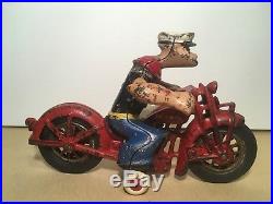 Cast iron Hubley POPEYE Patrol Cycle Motorcycle vintage 1930s toy figure rare