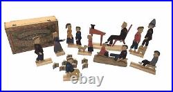 Charles Crandall's 1880's District School Set Jointed Wooden Toy Figures