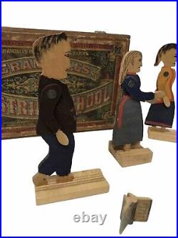 Charles Crandall's 1880's District School Set Jointed Wooden Toy Figures