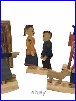 Charles Crandall's 1880's District School Set Jointed Wooden Toy Figures